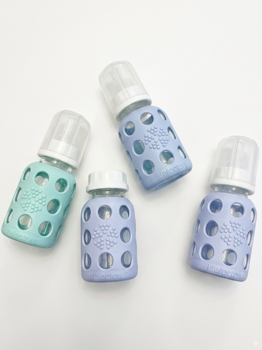 4 - 4oz Life Factory Glass Baby Bottles With Silicone Sleeves West Coast Kids